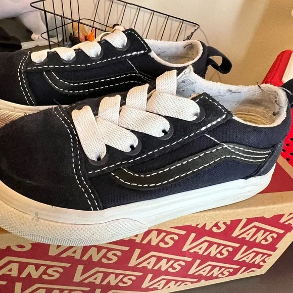 Kids Navy, White and Black Vans - Picture 3 of 5